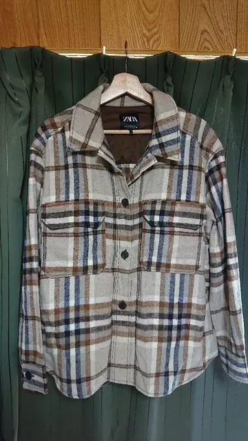 ZARA 체크 무늬 긴팔 셔츠 XL