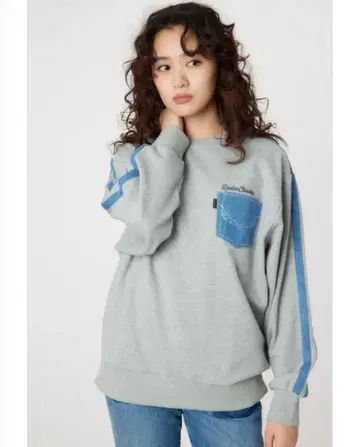 로데오 크라운즈 데님 라인 맨투맨 상의