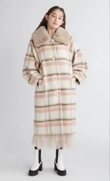 겨울에 최적! FURFUR 샤기 체크 코트 한정 컬러