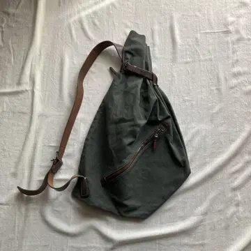 배기 포트 봉삭 카키 가죽 캔버스