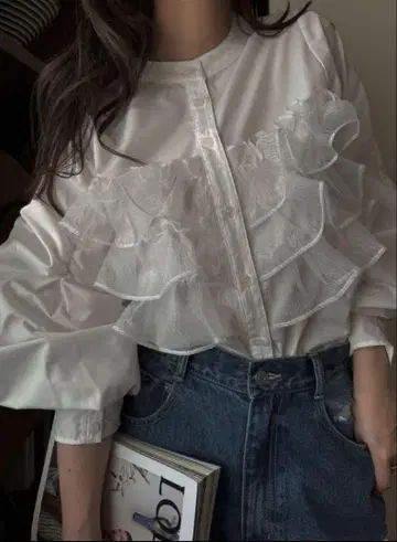 willfully 오간자 프릴 레이어드 셔츠