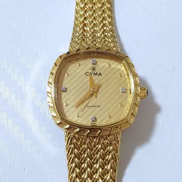 CYMA(SWISS MADE) 쿼츠 여성용 손목시계 골드 컬러