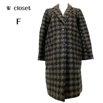 [ W closet ] 더블 클로젯 하운드 투스 패턴 체스터 코트 F