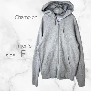 [챔피온] 지퍼 후드티 자수 로고 속기모 그레이 스트릿