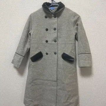 CYRILLUS 그레이 더블 브레스트 롱 코트