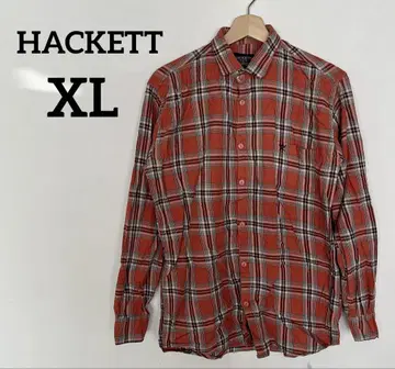 HACKETT 오렌지 체크 무늬 셔츠 [ XL ] 긴팔 남성용 상의