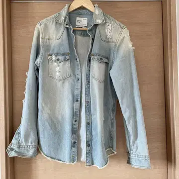 ZARA 라이트 블루 데미지 데님 자켓 데님 셔츠
