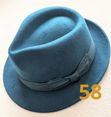 하자품 새상품 중절모 모자 그린 중앙모자 울 100% 58cm