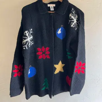 BROOKSBROTHERS 크리스마스 모티브 니트 가디건 블랙
