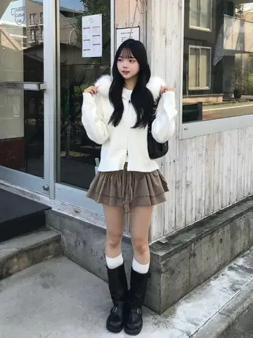 emmy 더블 리본 프릴 미니 스커트