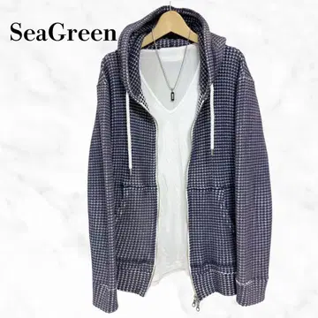 seagreen 오니 와플 후드티 지퍼 후드티 일본제 블루 계열