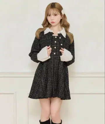 apres jour 트위드 숏 자켓 미니 원피스 2세트