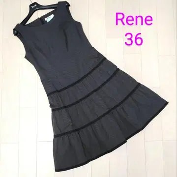 Rene 르네 브라운 x 블랙 티어드 원피스 36
