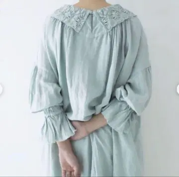 네스트로브*린넨 레이스 칼라 2way 스모크 원피스*한정 컬러*민트*