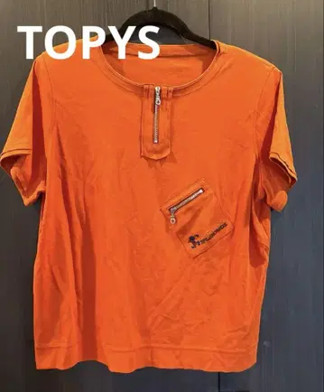 새상품급 TOPYS 오렌지 지퍼 포켓 T셔츠