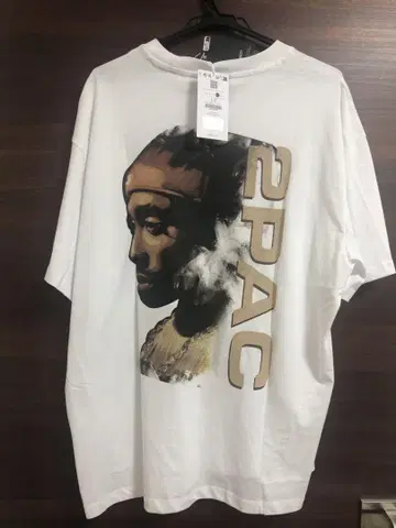 미사용 택 포함 버쉬카 2PAC 포토 프린트 T셔츠 Tupac L