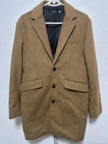 브라운 체스터 코트 울 혼방