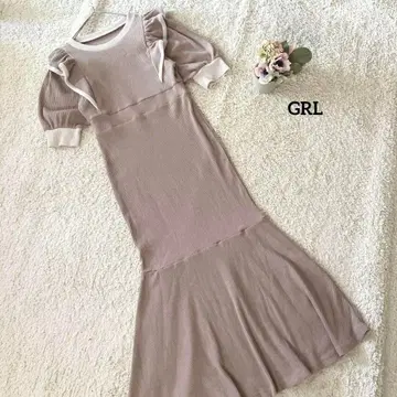 그레일 GRL 리브 편직 베이지 핏 & 플레어 드레스 M