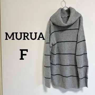 새상품급 MURUA 무루아 터틀넥 스웨터 그레이/네이비