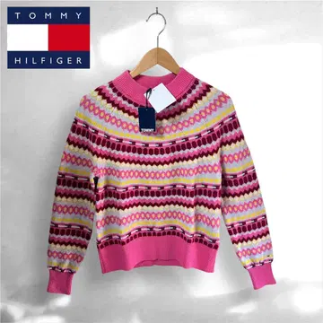 [ 새상품 ] Tommy Jeans 타미힐피거 니트 스웨터 올 패턴 핑크