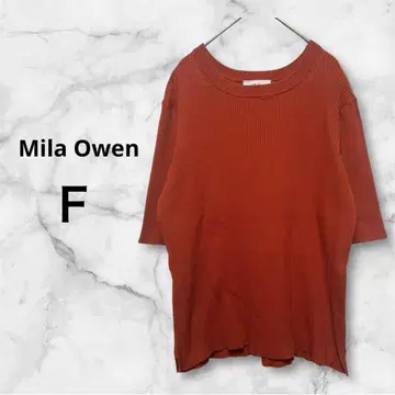미라 오웬 F 반팔 리브 티셔츠 오렌지 Mila Owen