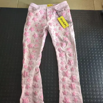 GUAPI 핑크 별 패턴 데님 34