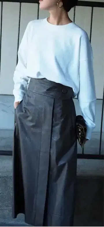 SAYAKADAVIS 사야카 데이비스 블랙 가죽 롱 스커트