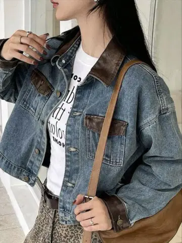 [ 새상품급! 익명 배송! ] 데님 크롭 자켓 g 가을 옷