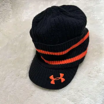 UNDER ARMOUR 리버서블 니트 모자 블랙/오렌지