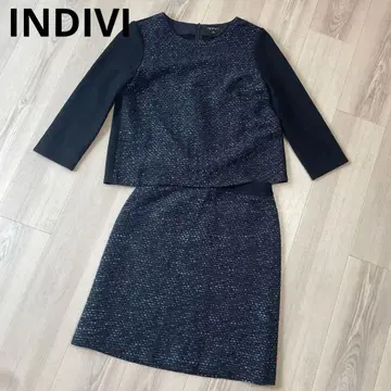 INDIVI 네이비 트위드 셋업