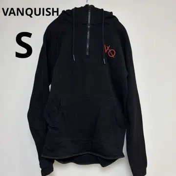 VANQUISH f 로고 자수 하프 지퍼 후드티 블랙 S 사이즈