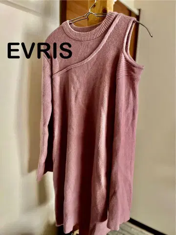 EVRIS 긴팔 어깨 트임 니트 스웨터 미니 원피스 타이트