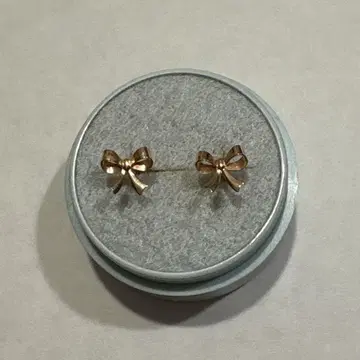 리본 귀걸이 K10 핑크 골드