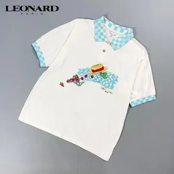 레오나르 스포츠 자수 피케 셔츠 반팔 여성용 화이트 L*GD936
