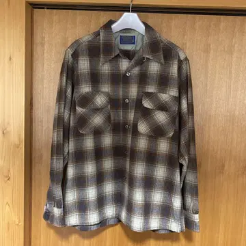 70s Pendleton 울 브라운 화이트 섀도우
