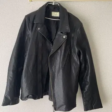 HIBECK 블랙 더블 라이더 자켓