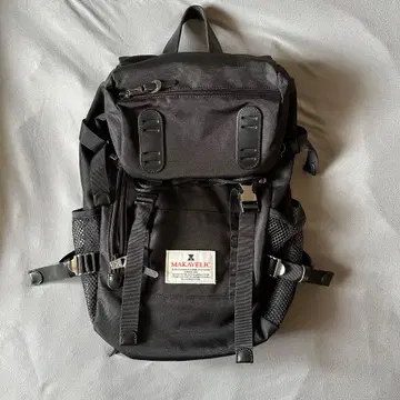 MAKAVELIC 블랙 백팩 DOUBLE BELT