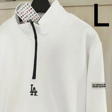 MLB 다저스 속기모 하프 지퍼 트레이닝복 맨투맨 화이트 L