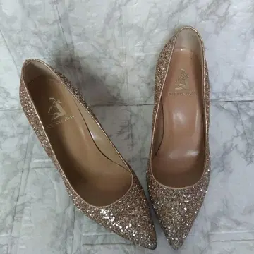 부티크 오사키 핑크 골드 글리터 펌프스 23cm