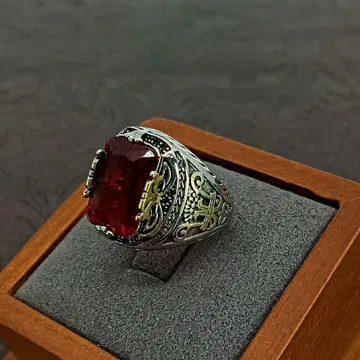 빈티지 실버 레드 지르코니아 앤티크 반지 15호