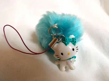 챠미 키티 퍼 달린 스트랩 에메랄드 그린 캡슐 토이 레어