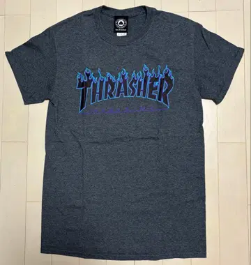 THRASHER 프레임 로고 T셔츠 그레이