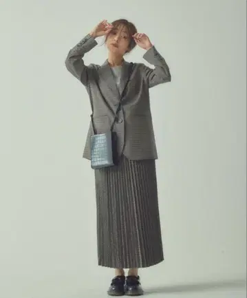 N WITH. 테일러드 체크 자켓 / 체크 플리츠 맥시 스커트