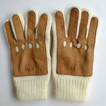 반 가죽과 니트의 오픈 핑거 장갑