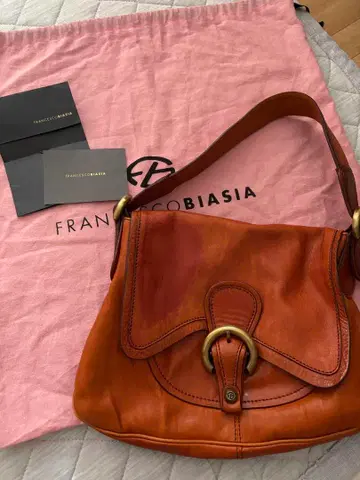 프란체스코 비아시아 오렌지 가죽 숄더백