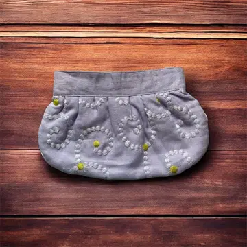 유나카가와 마사시치 상점 린넨 라벤더 자수 진주 파우치