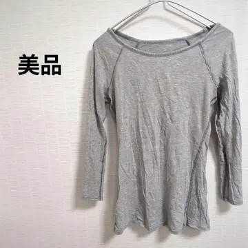 해외 구제 의류 그레이 오프숄더 긴팔 상의 티셔츠