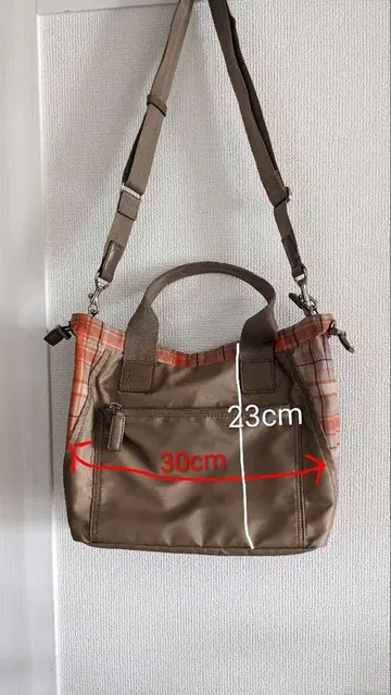 카나나 프로젝트 브라운 오렌지 체크 숄더백