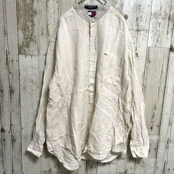 타미힐피거 린넨 100% 셔츠 긴팔 베이지 M