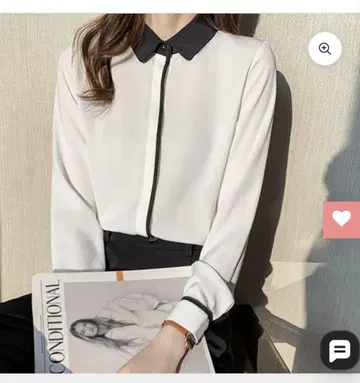 셔츠 블라우스 바이컬러